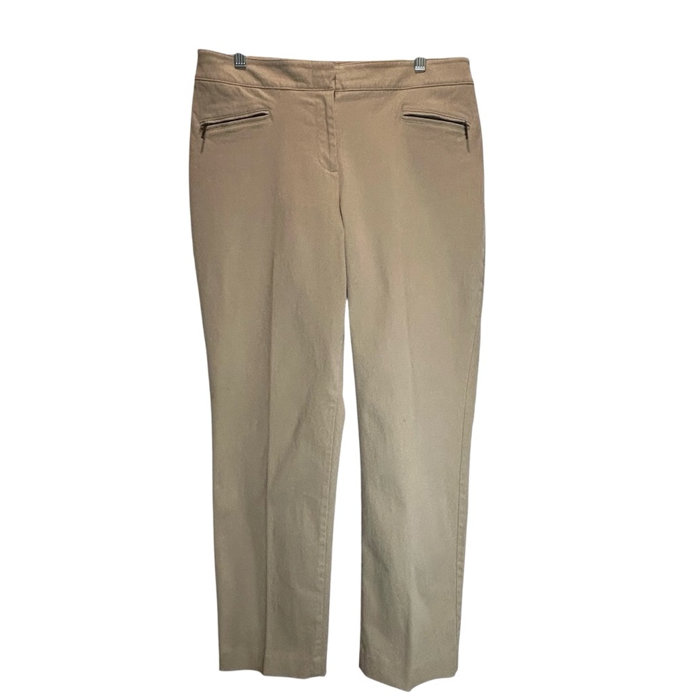 Talbots Curvy Fit Tan Gaberdine Straight Leg Mid-Rise Pants - Size 12 Petite